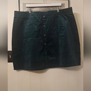Torrid Dark Green Button-Front Cord Mini Skirt 4